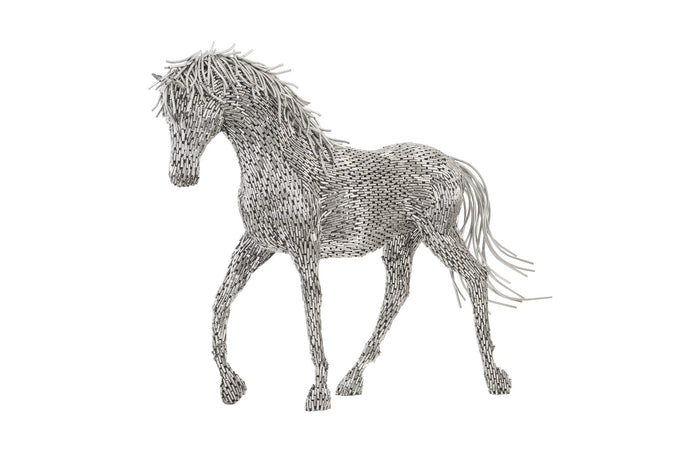 Horse Walking Stainless Steel Sculpture (Indoor or Outdoor)