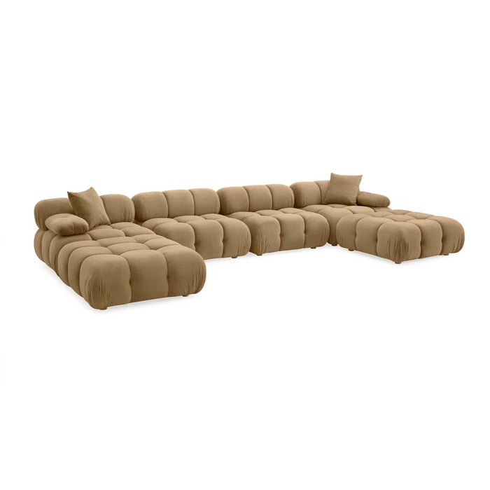 Vogue Cafe Au Lait Performance Velvet 6-piece Modular U-Sectional