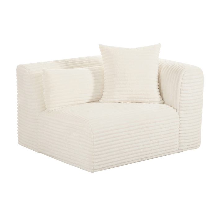 Telav Fluffy Oversized Cream Corduroy Modular RAF Corner Chair