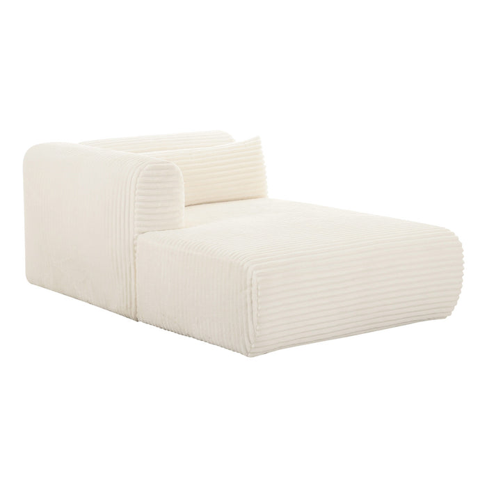 Telav Fluffy Oversized Cream Corduroy Modular LAF Chaise