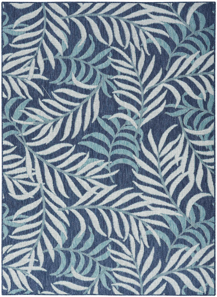Annaleisa Indoor/Outdoor Navy Leaves Area Rug - Elegance Collection