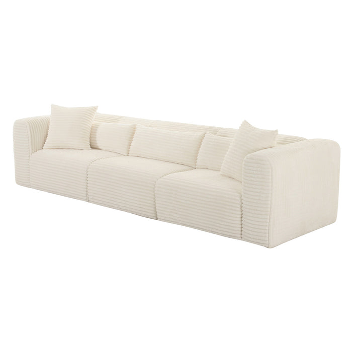 Telav Fluffy Oversized Cream Corduroy Modular Sofa