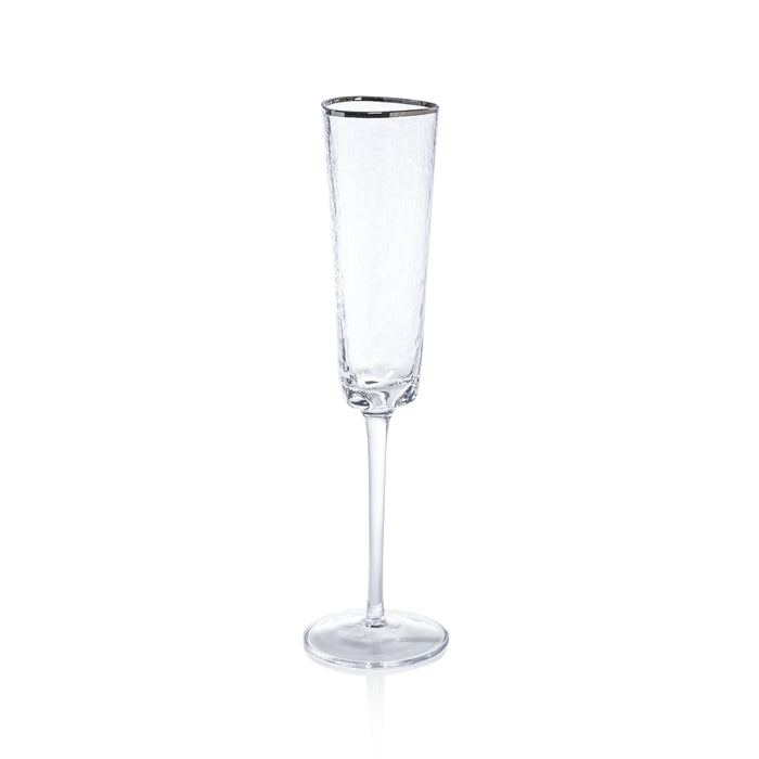 Aperitivo Triangular Champagne Flute with Platinum Rim - Set of 12