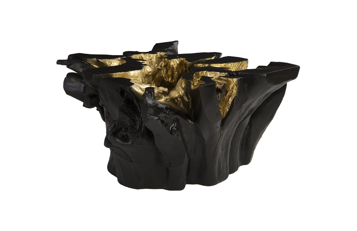 Wyn Cast Root Black & Gold Leaf Coffee Table