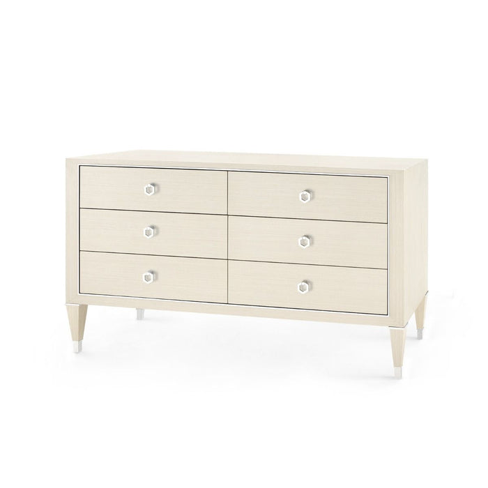 Lanna 60" Extra Large Blanched Oak and Nickel Dresser