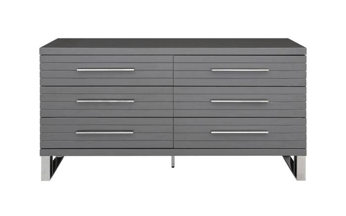 Surya Grey High Gloss Slatted Dresser