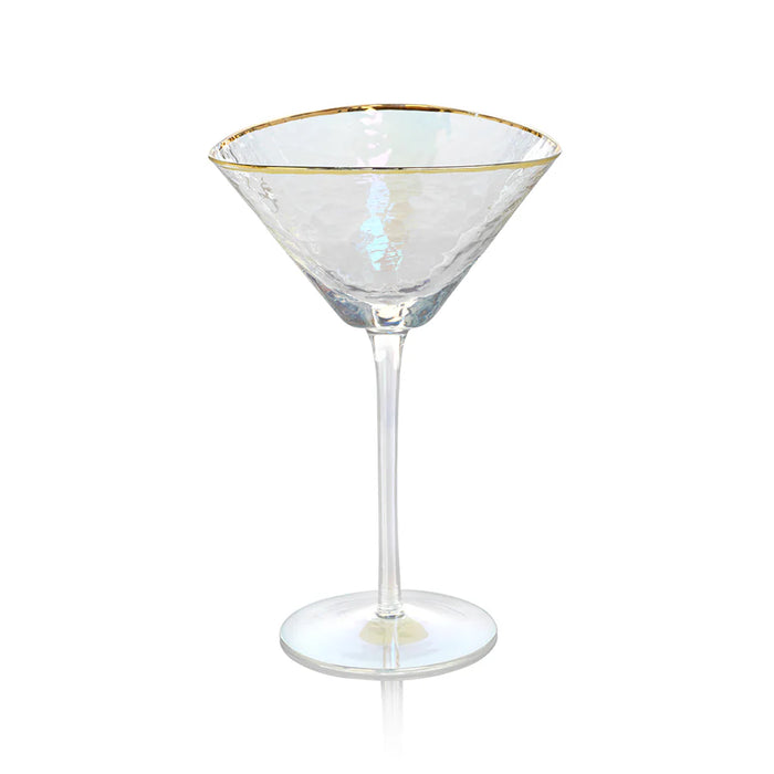 Aperitivo Triangular Martini Glass Luster with Gold Rim - Set of 12