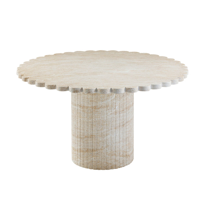 Petals Washed Travertine Finish Indoor / Outdoor 54" Round Dining Table
