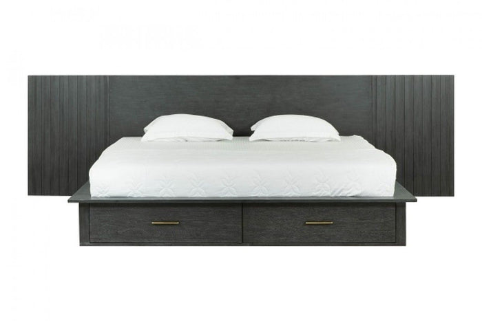 Sedona Contemporary Platform Dark Grey Bed with Drawers