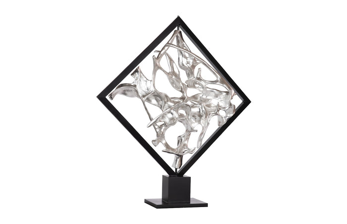 Wyn Revolving Silver Leaf Cast Root Sculpture