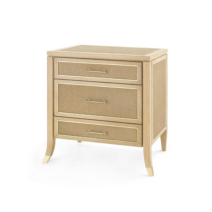 Saanvi 26" Natural & Camel 3 Drawer Nightstand/ End Table
