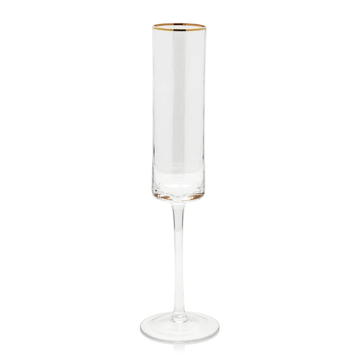 Optic Champagne Flute with Gold Rim - Set of 12
