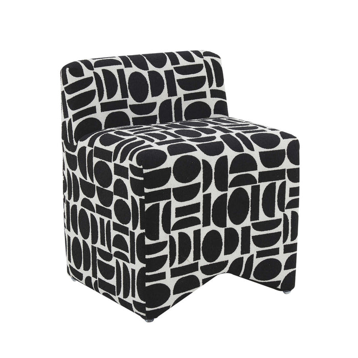 Geo Black Geometric Jacquard Weave Stool