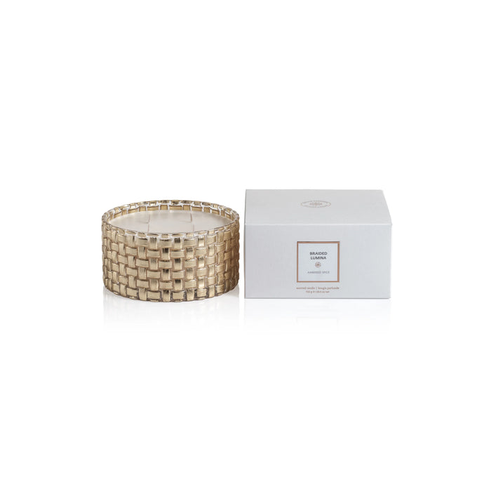 Braided Lumina Ambered Spice Scented Candle - 4 Wick (Set of 4)