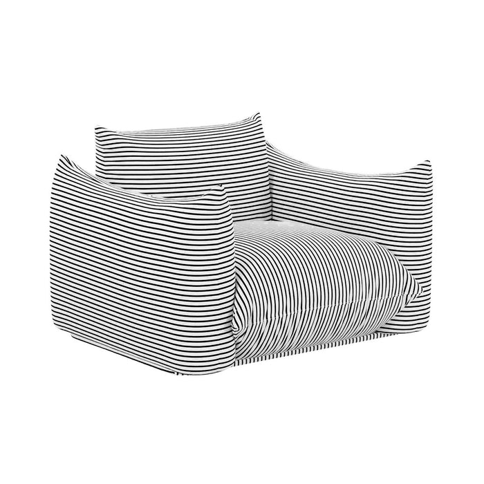 Barts Pearl and Black Striped Stuffed Outdoor Armchair