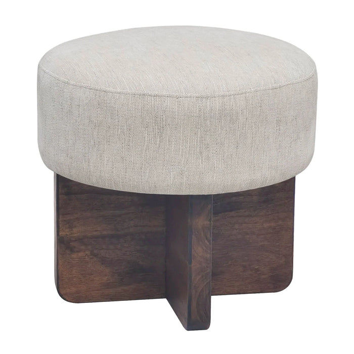 Almyra Oatmeal Sand & Walnut Ottoman