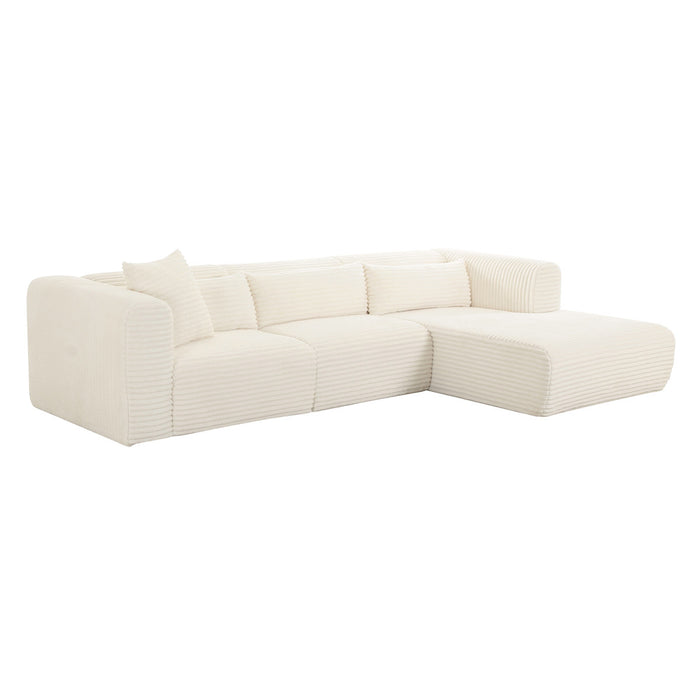 Telav Fluffy Oversized Cream Corduroy Modular RAF Sectional