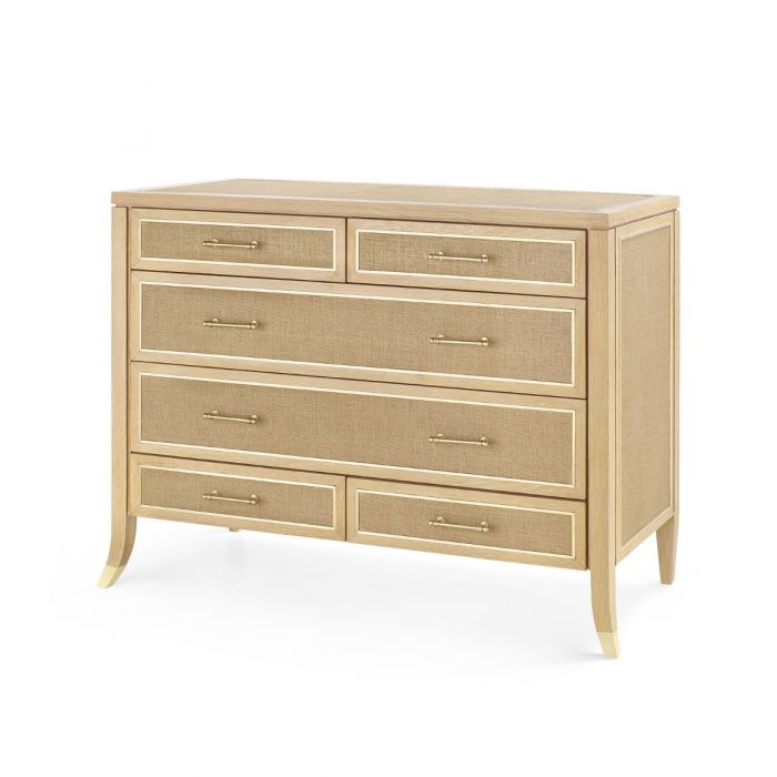 Saanvi 44" 6 Drawer Natural & Camel Nightstand/Dresser