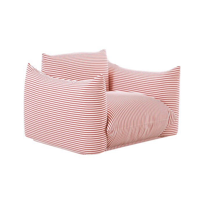 Barts Pearl and Red Striped Stuffed Outdoor Armchair