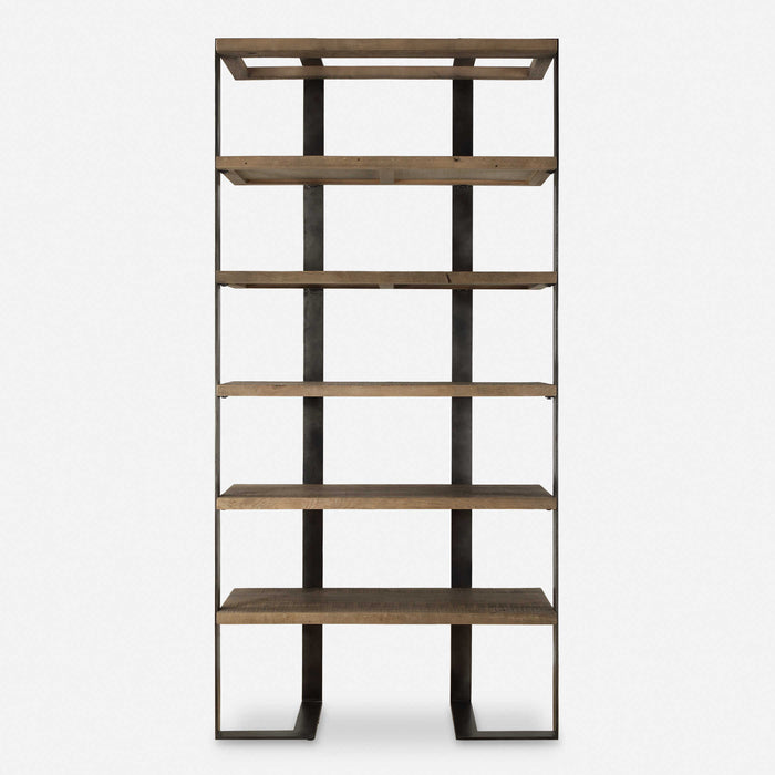 Harbor Natural Oak & Black Shelving