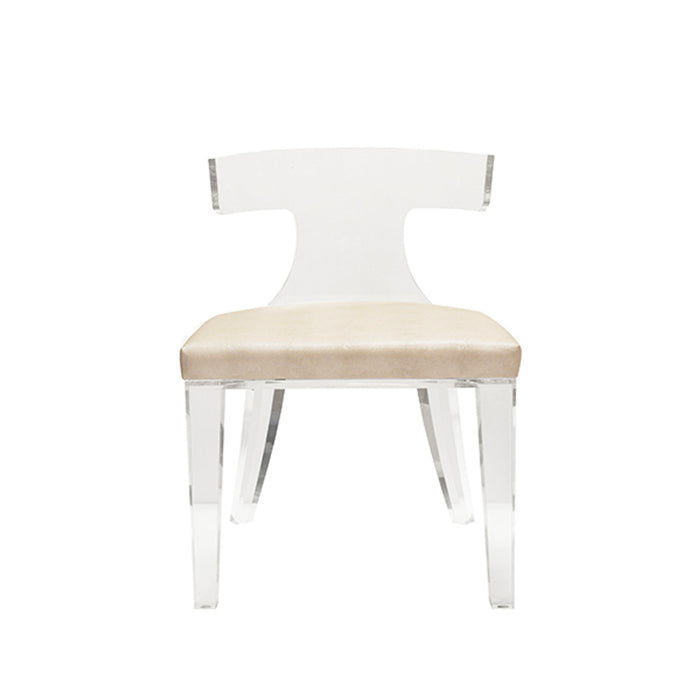 Clay Acrylic & Beige Faux Shagreen Chair
