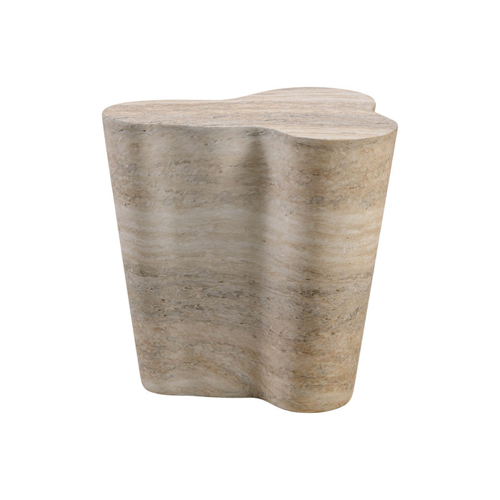 Kruz Faux Travertine Short Side Table