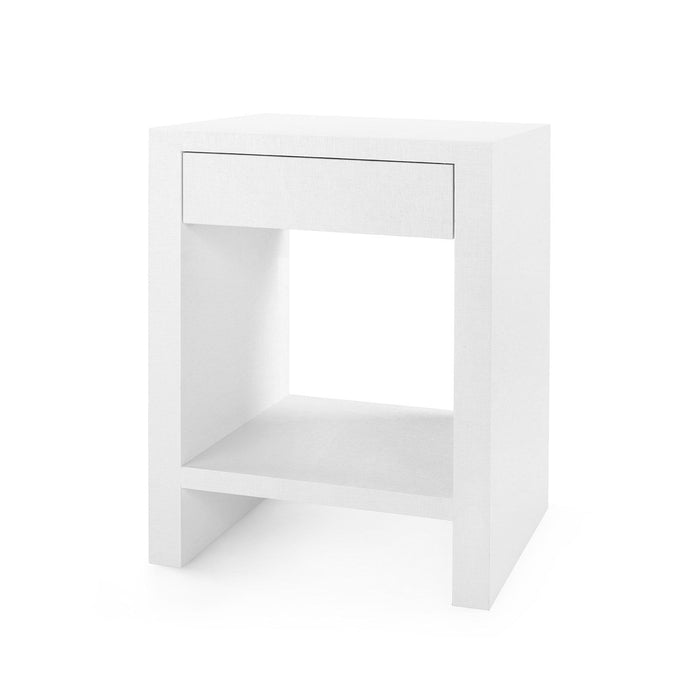 Kynlee 1 Drawer Grasscloth Chiffon White End Table/Nightstand