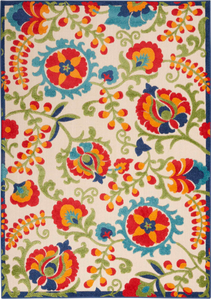 Annitra Indoor/Outdoor  Multicolor Summer Blosoms Area Rug - Elegance Collection