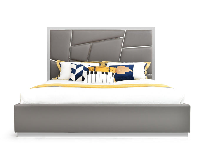 Darian Modern Grey Bonded Leather Bed