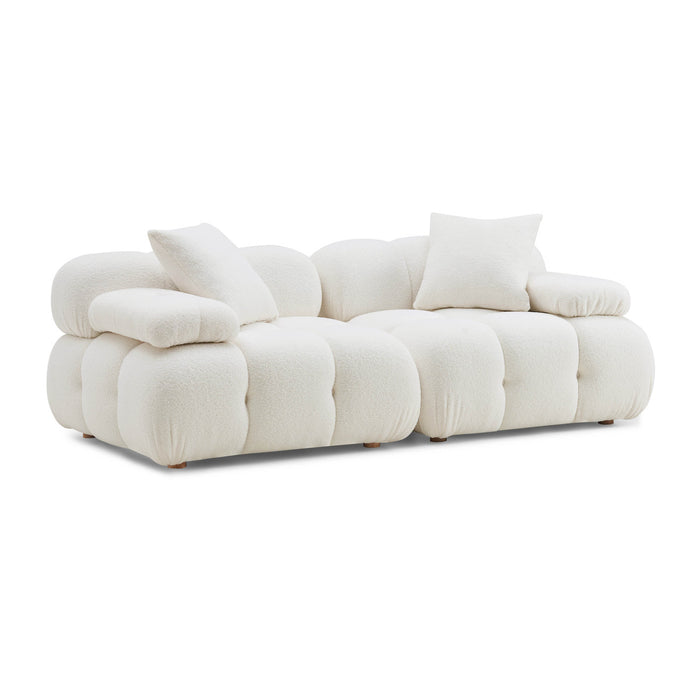 Vogue Cream Vegan Shearling Modular Loveseat - Luxury Living Collection