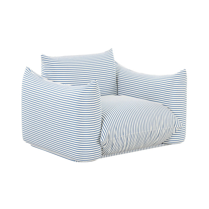 Barts Pearl and Blue Striped Stuffed Outdoor Armchair