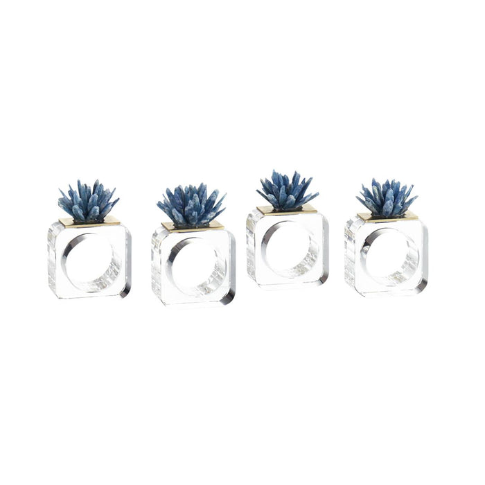 Avery Blue & Gold Napkin Rings (Set of 4)