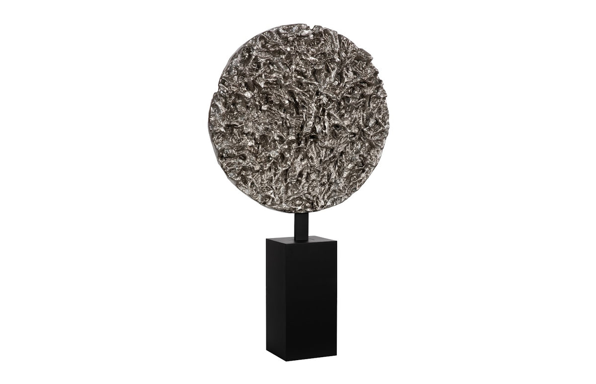 Cosmic Medium Antique Silver Cast Root Disk With Stand