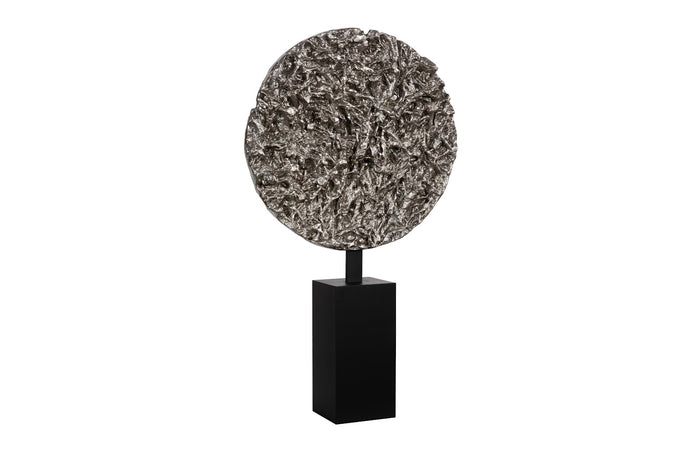 Cosmic Medium Antique Silver Cast Root Disk With Stand