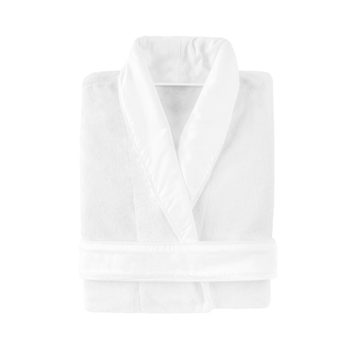 Marina White Satin & Cotton Luxury Bath Robe