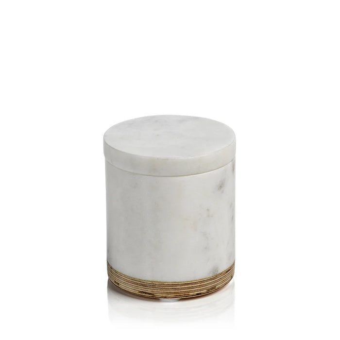 Singita Marble and Balsa Wood Bathroom Jar with Lid - Set of 4
