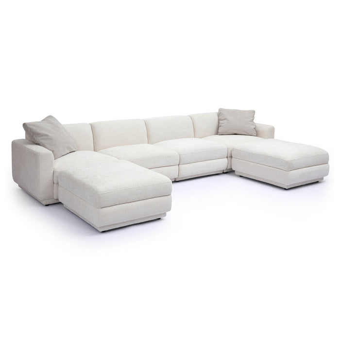 Arabella 123.6" Cream Chenille Modular U-Sectional