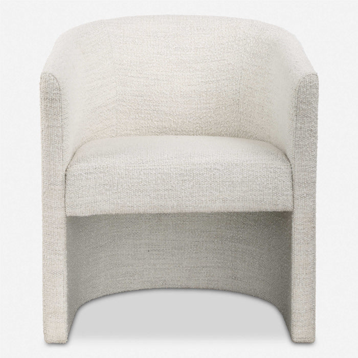 Barrel White Boucle Dining Chair/Accent Chair