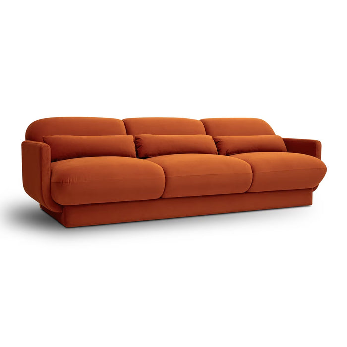 Arnaldo 90.5” Rust Orange Velvet Sofa