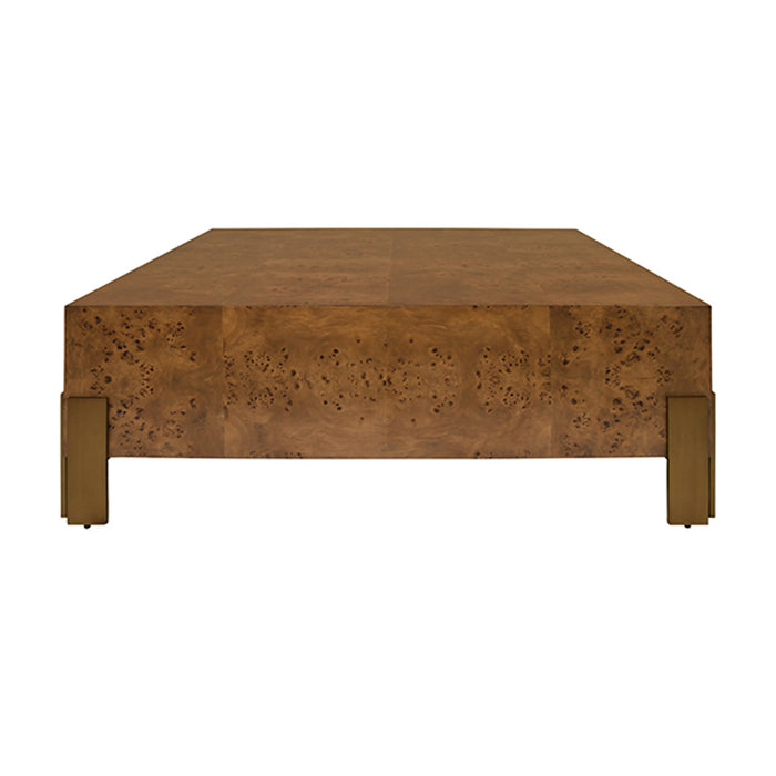Harriet Dark Burl Wood & Brass Square Coffee Table