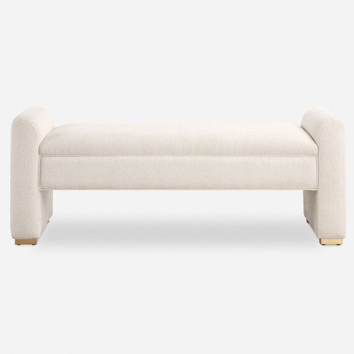 Tailored 56" Ivory Boucle & Gold Bench