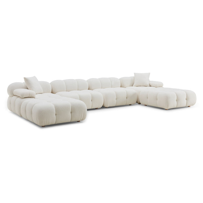 Vogue Cream Vegan Shearling 6-piece Modular U-Sectional - Luxury Living Collection