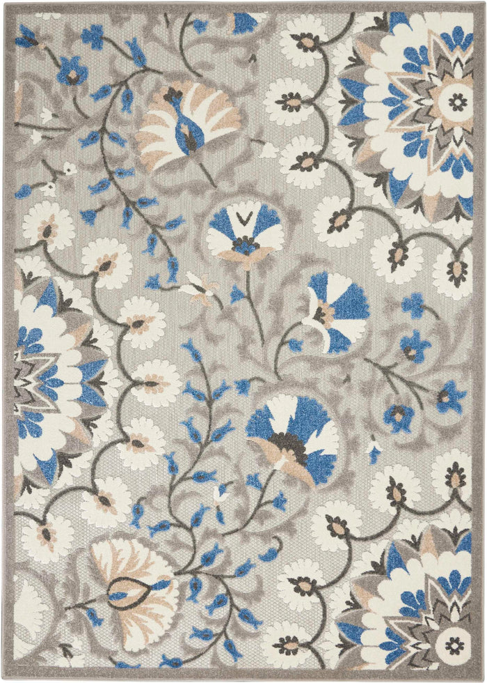 Annitra Indoor/Outdoor Grey/Multi Garden Blooms Area Rug - Elegance Collection