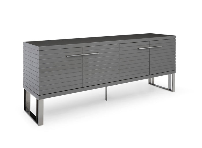 Surya Grey High Gloss Slatted Buffet