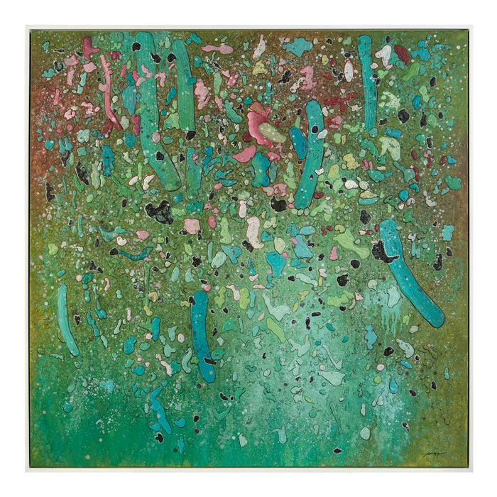 Vivid Color Burst Painting, White Finish Frame