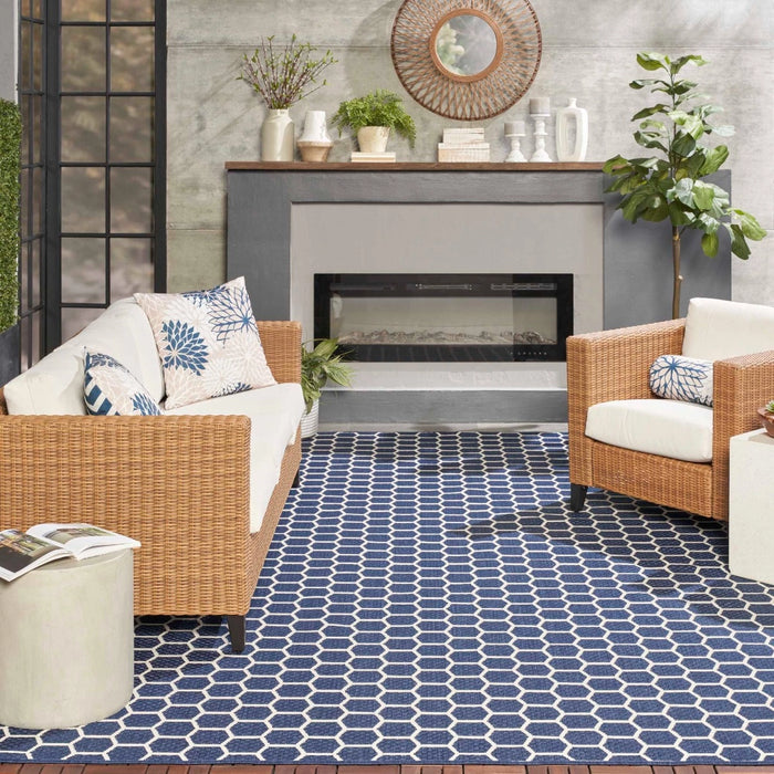 Alemia Indoor/Outdoor Reversable Navy Area Rug - Elegance Collection