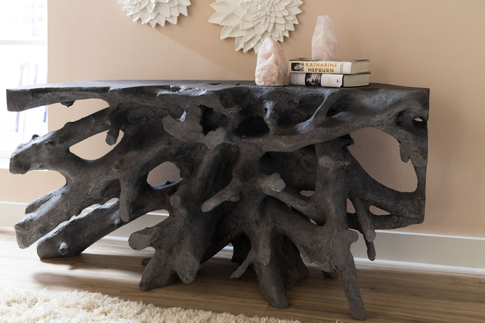 Wyn 60" Cast Root Charcoal Console Table