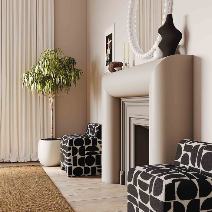 Geo Black Geometric Jacquard Weave Stool