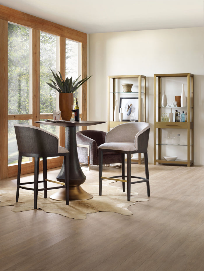 Chanes Upholstered Wood & Brass Bar Stool