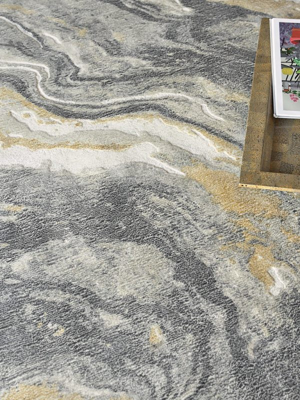Anna Grey/Gold Modern Area Rug - Elegance Collection